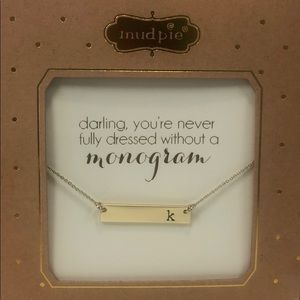 Mud Pie Chelsea Initial k Bar Necklace